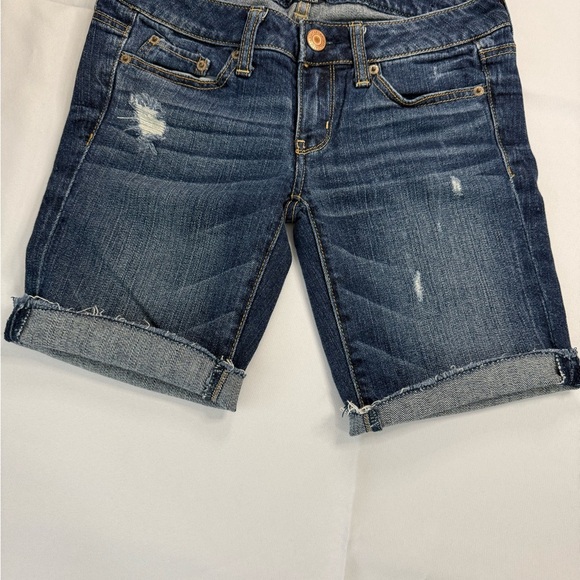 American Eagle Outfitters Blue Jean Shorts Distressed Cuffed - Picture 1 of 6